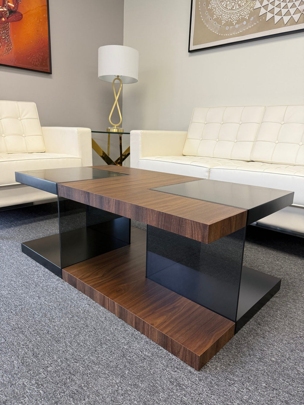 Saturn Black-Walnut Wood Coffee Table