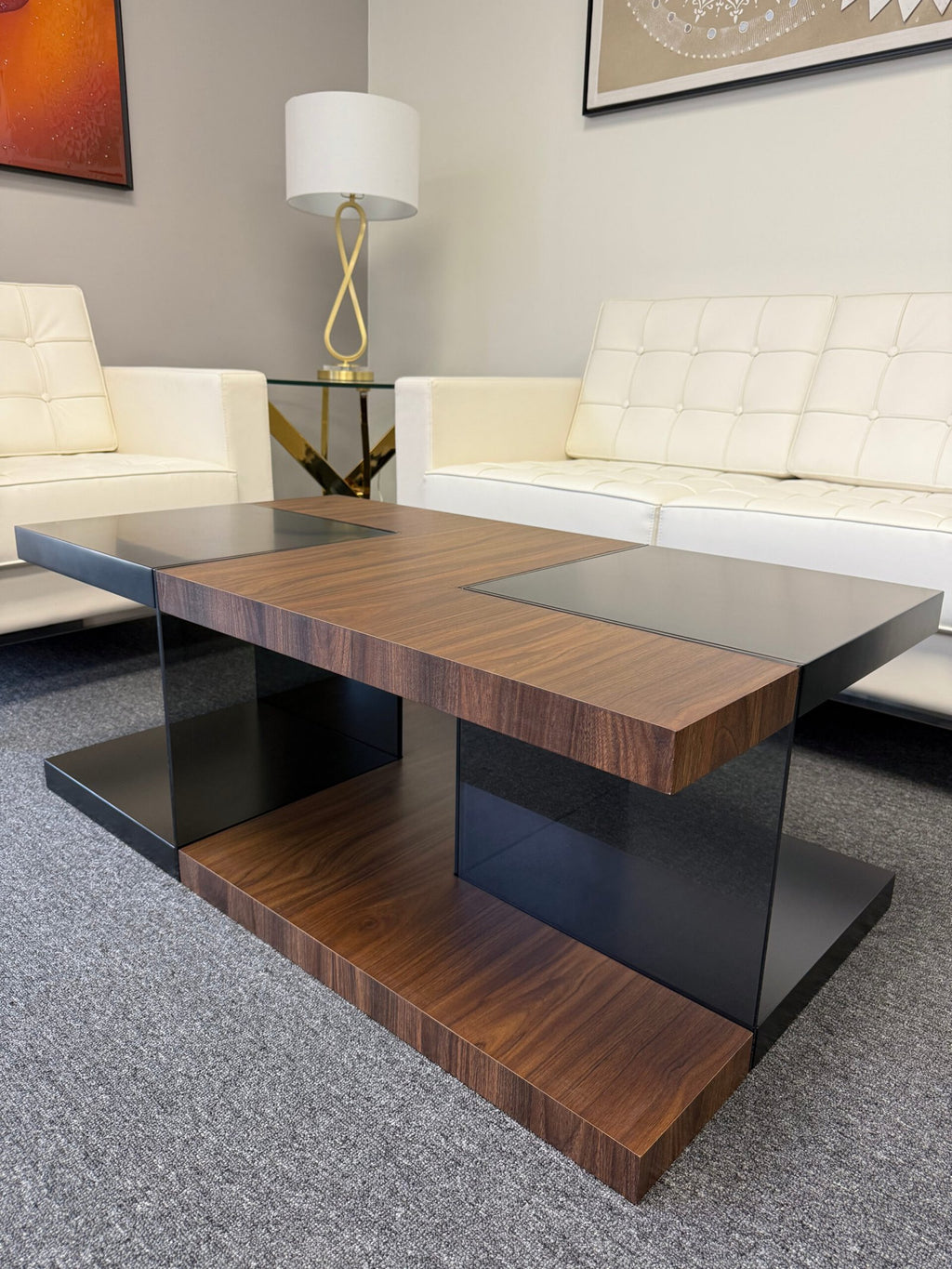Saturn Black-Walnut Wood Coffee Table