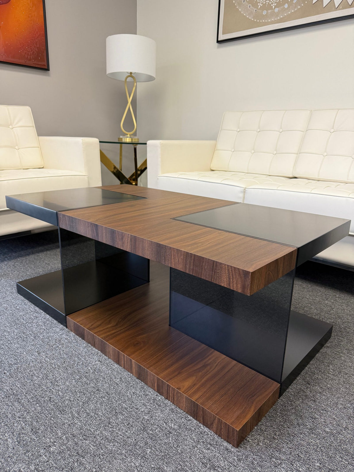 Saturn Black-Walnut Wood Coffee Table