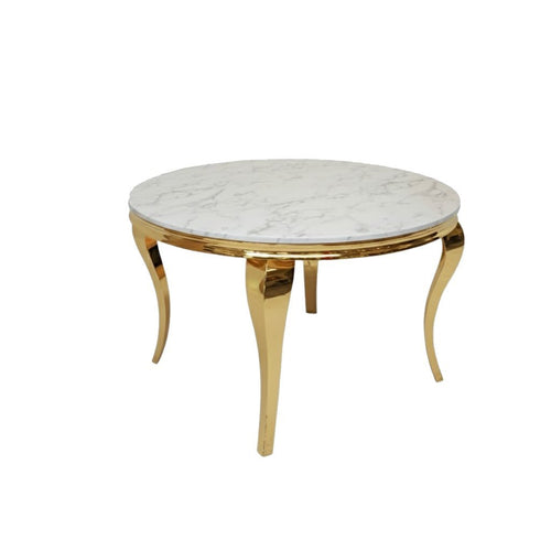 Imperial Marble Round Dining Table – Gold