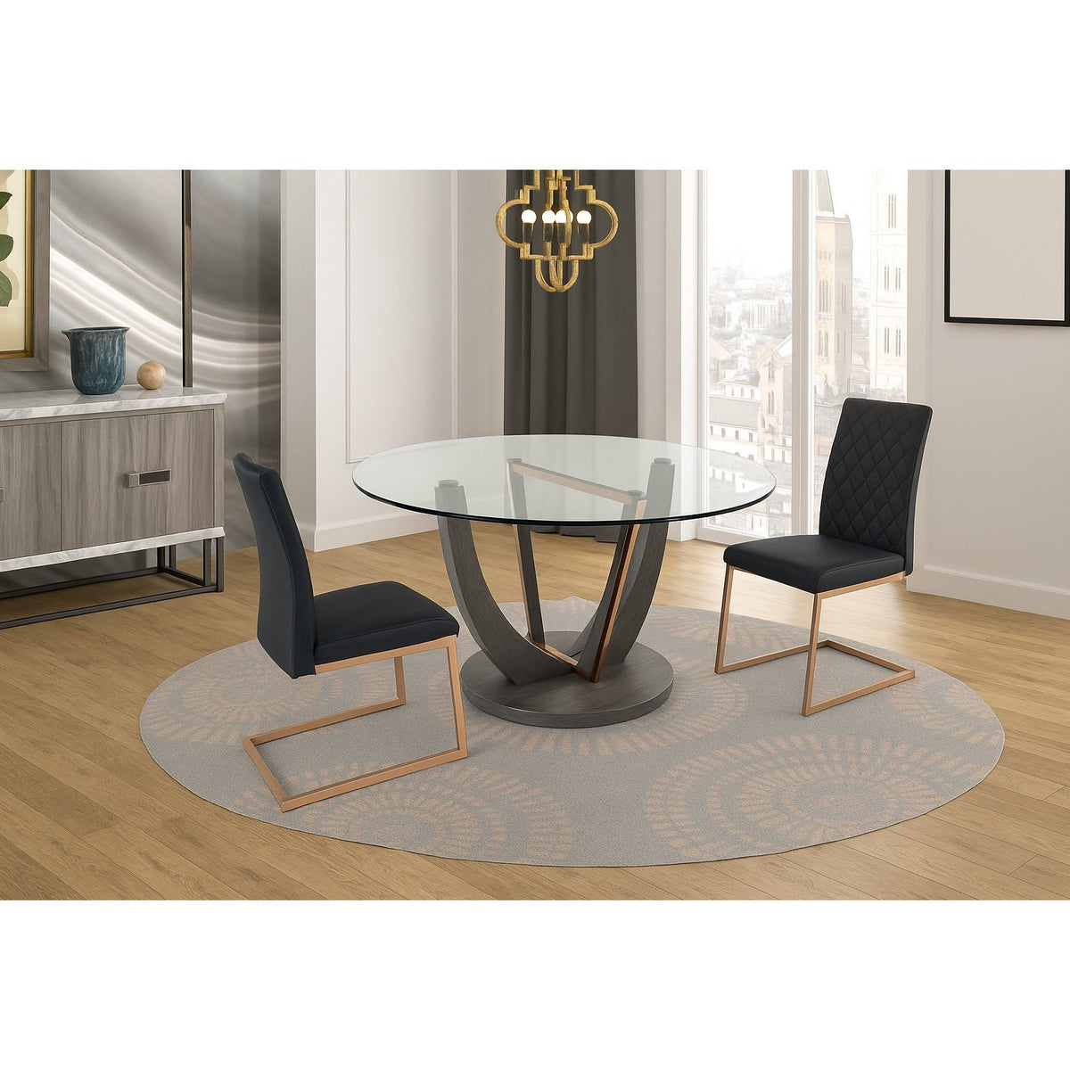 Norway Round & Askar Rose Gold Dining Set