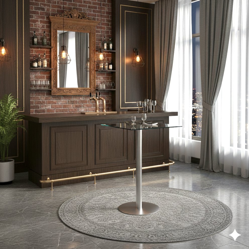 Hurricane Bar Table – Clear Glass