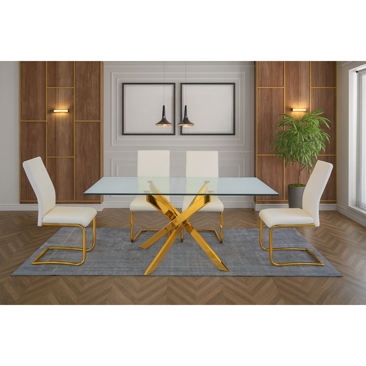 Genesis & Accord Gold Rectangle Dining Set