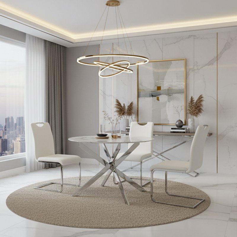 Genesis & Daisy Marble Round Dining Set