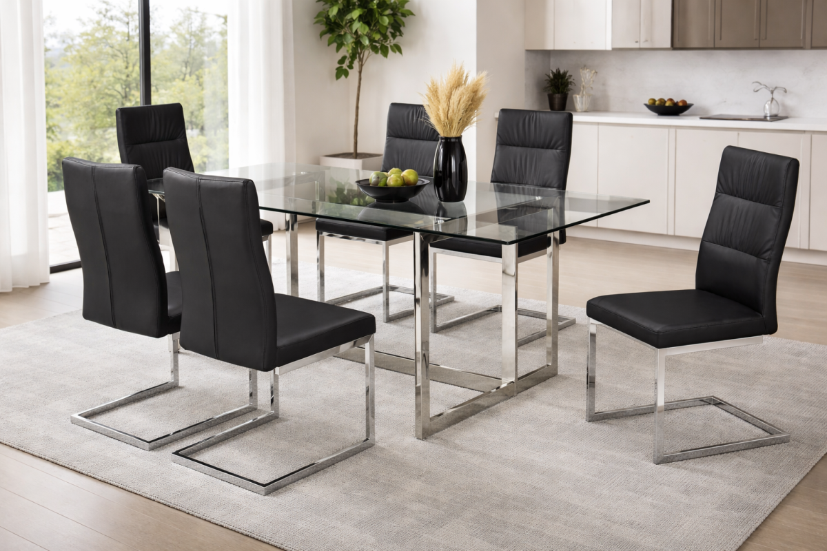 7-Piece Dining Set (Black) - 5002