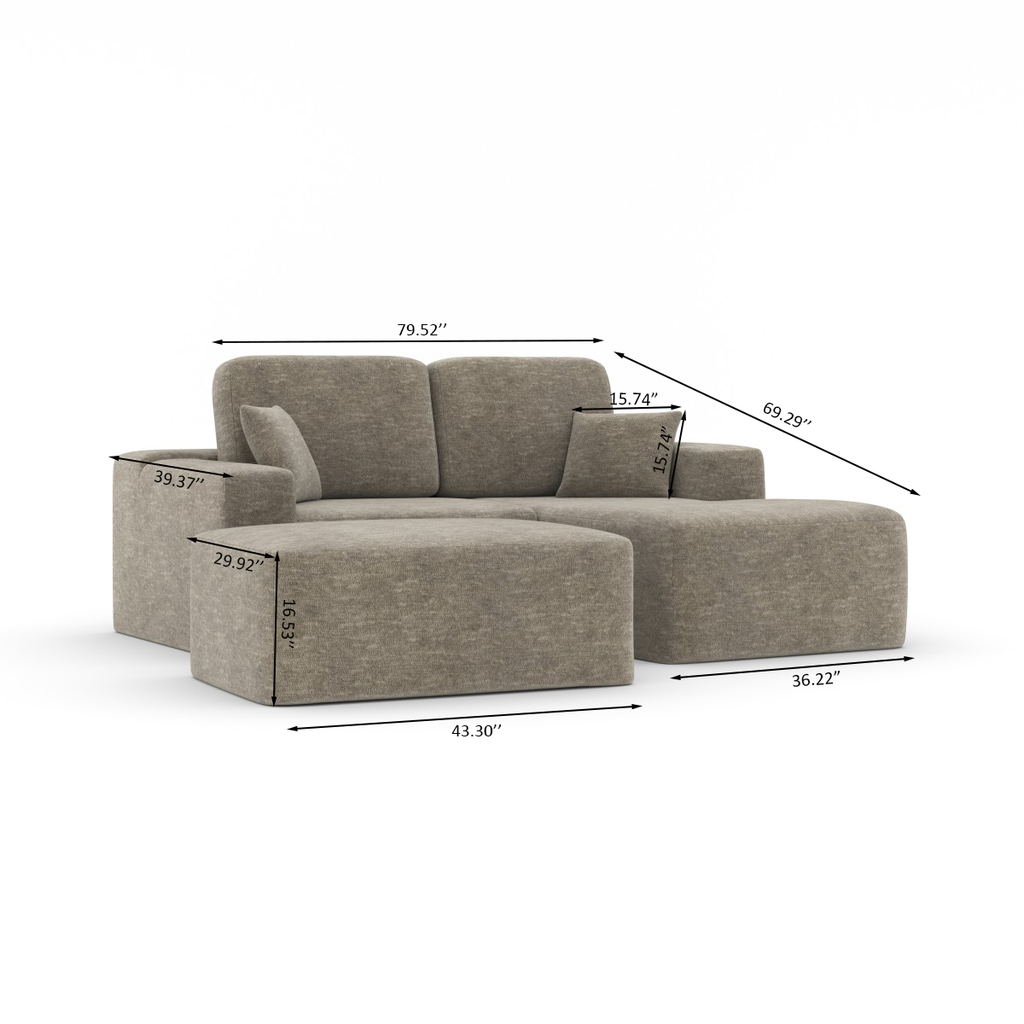 Simone Sectional W/Ottoman (Taupe)
