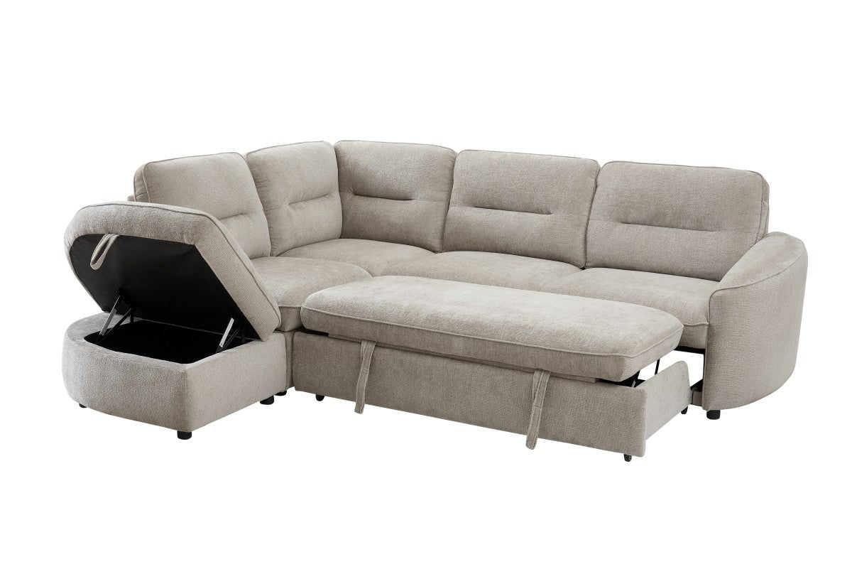 LHF Sectional Sleeper (Beige)