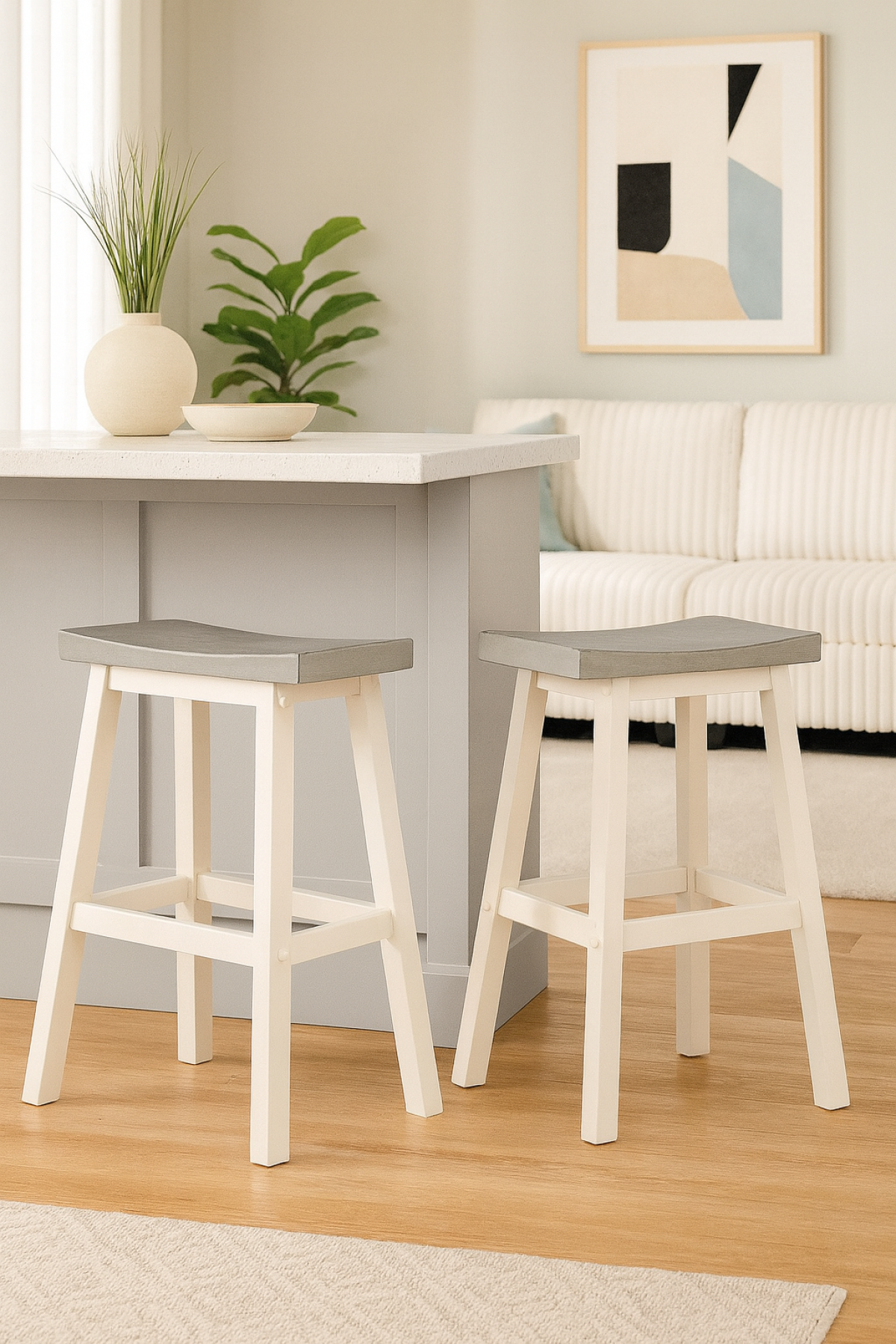 Counter Stool (Grey/White) (Set of 2) - 11225-24-OW
