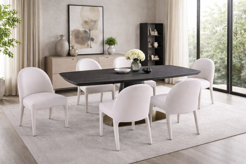 7-Piece Dining Set (Black/Beige)