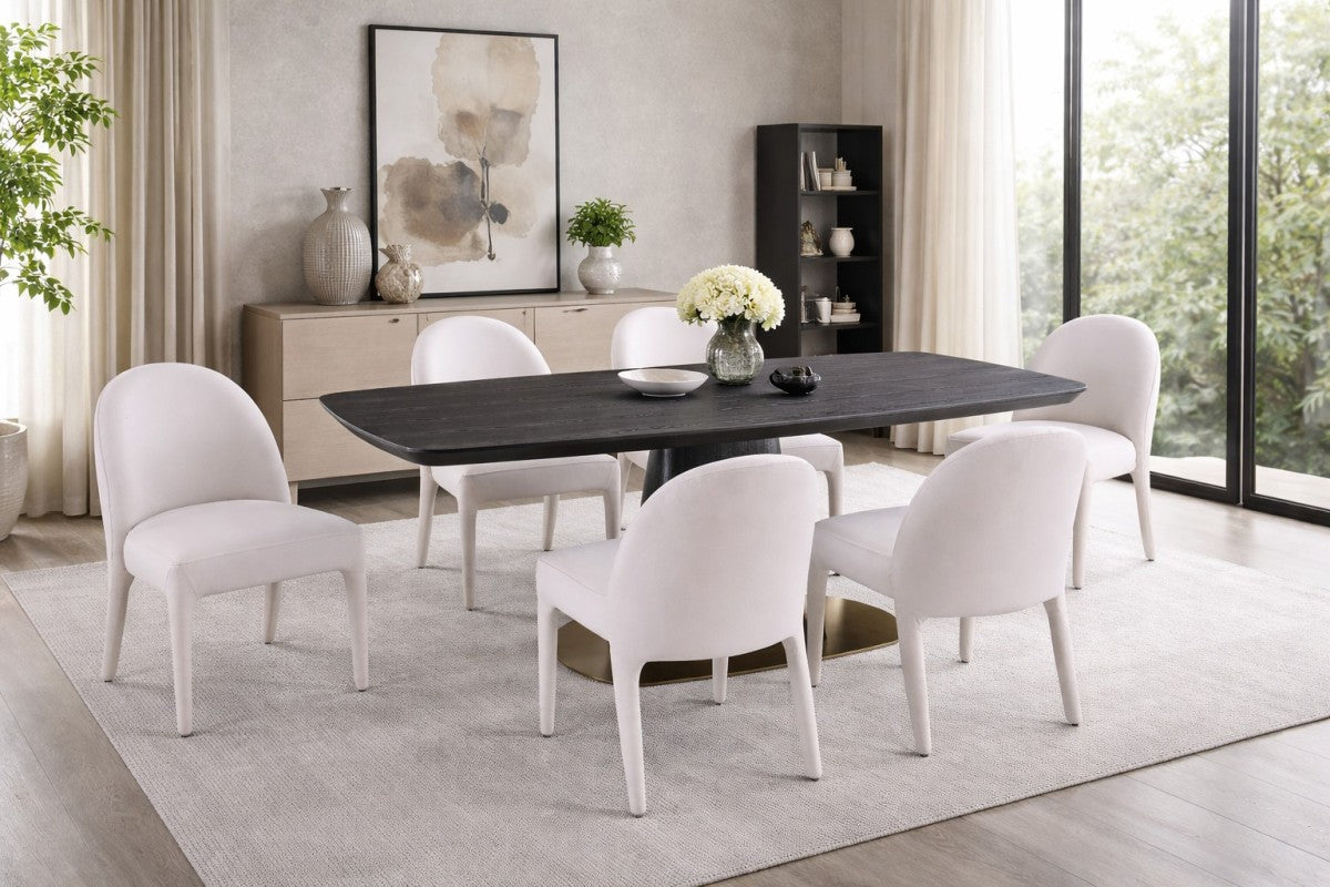 7-Piece Dining Set (Black/Beige)