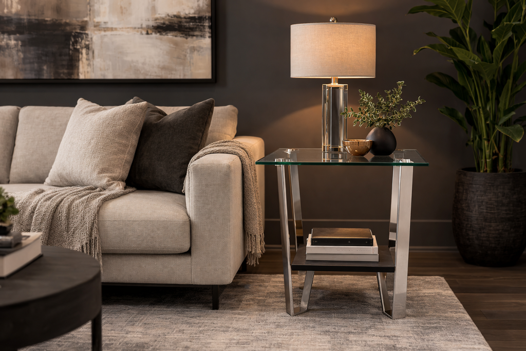 End Table (Espresso/Silver)
