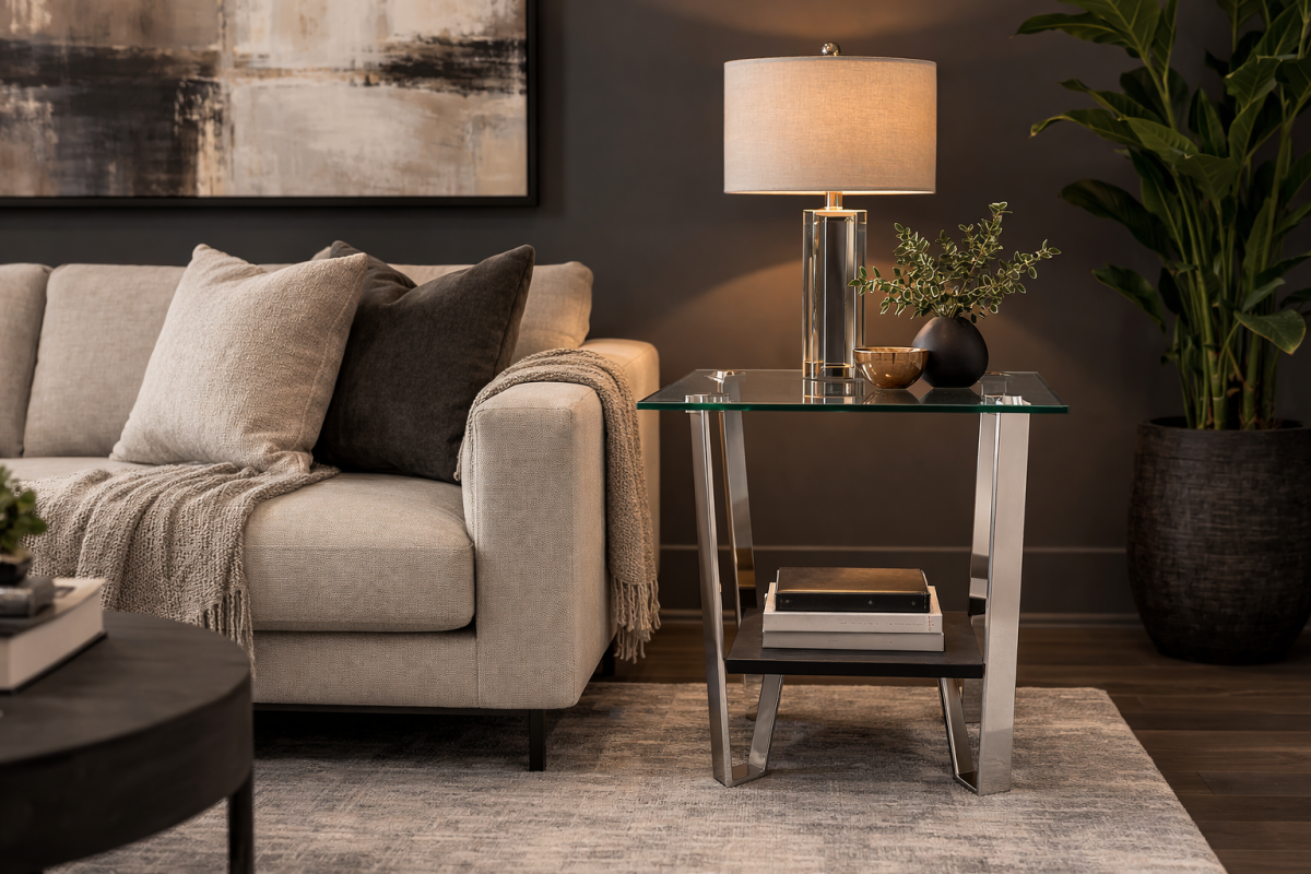 End Table (Espresso/Silver)