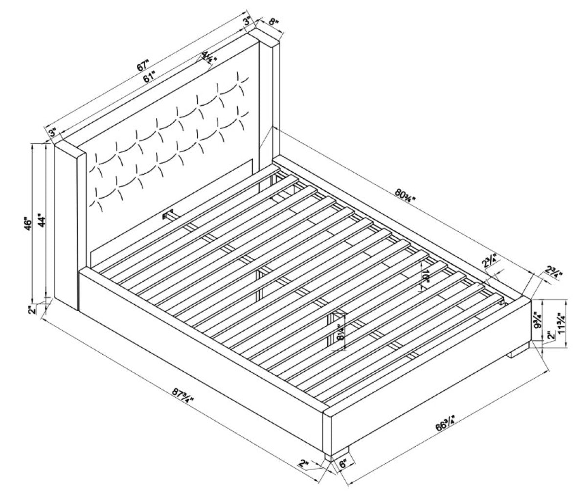 Queen Bed Frame (Beige) - 415669