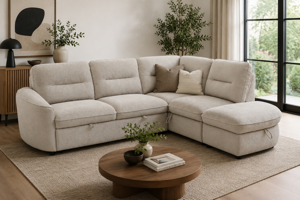 RHF Sectional Sleeper (Beige)