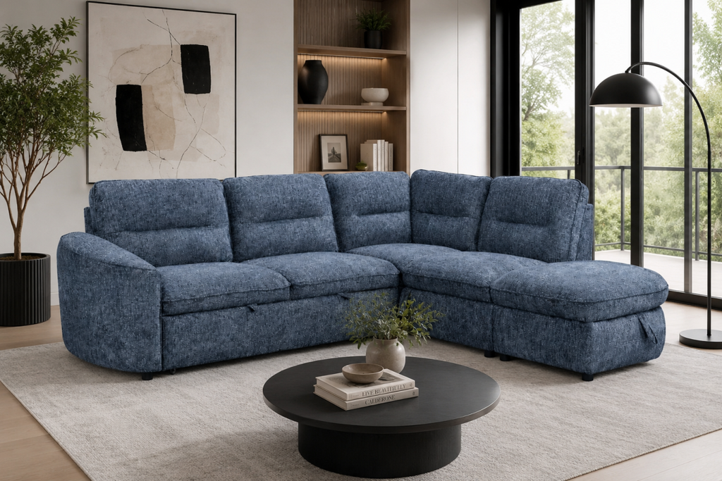 RHF Sectional Sleeper (Blue)