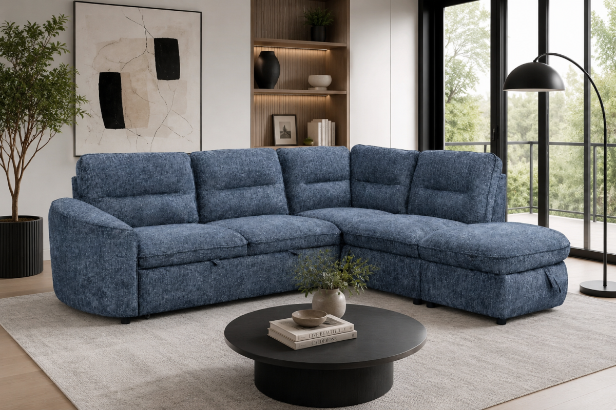 RHF Sectional Sleeper (Blue)