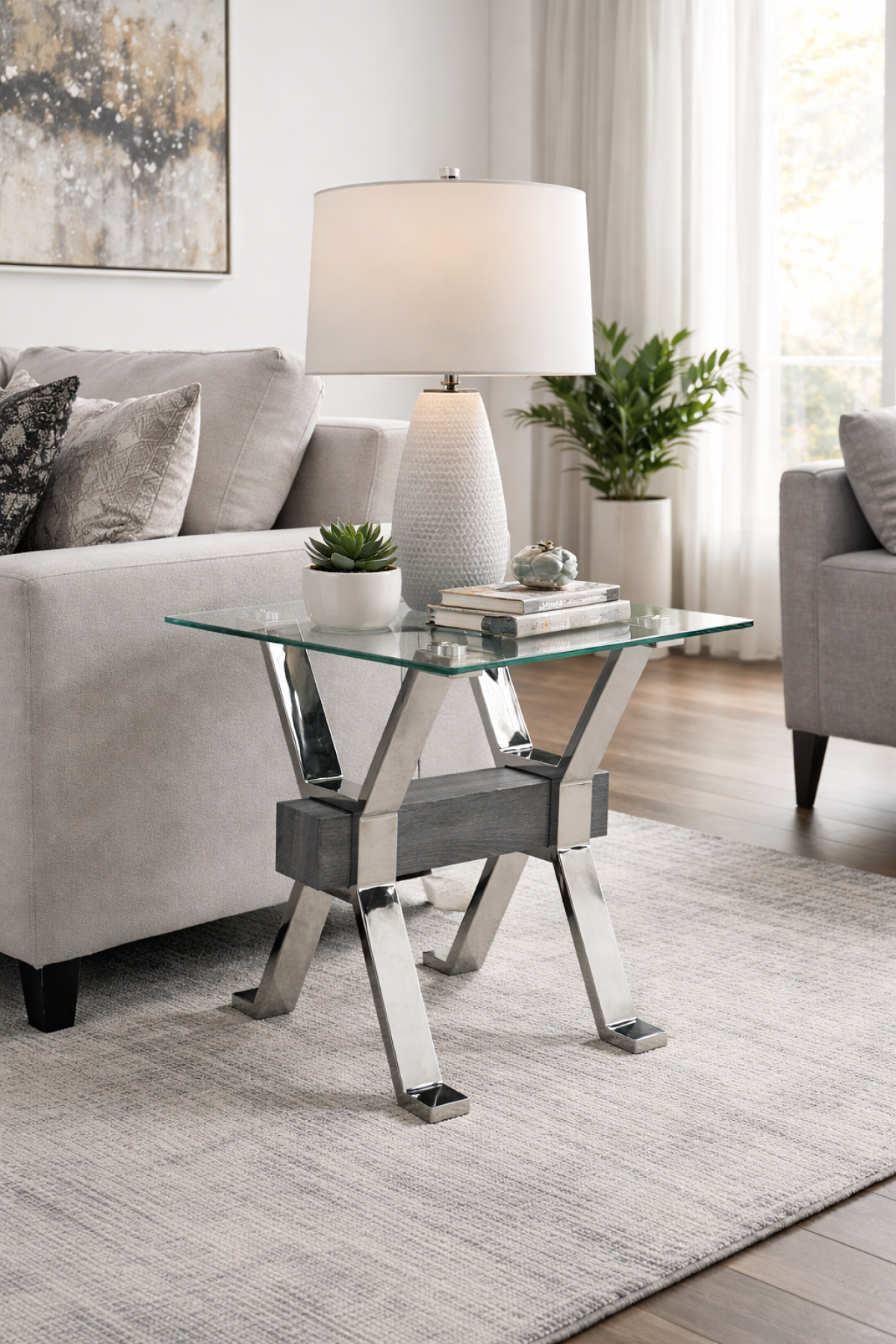 End Table (Grey/Silver)