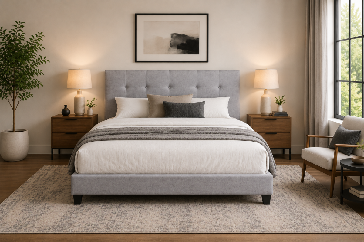 Queen Platform Bed (Silver)