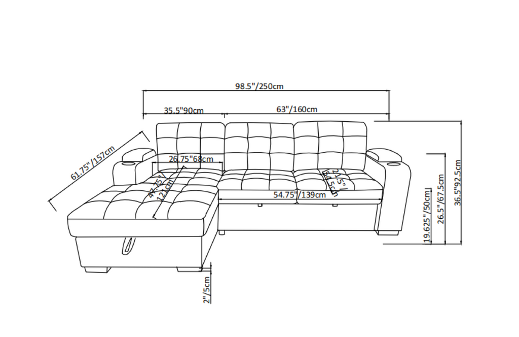 Lennox LHF Sectional Sleeper (Beige)
