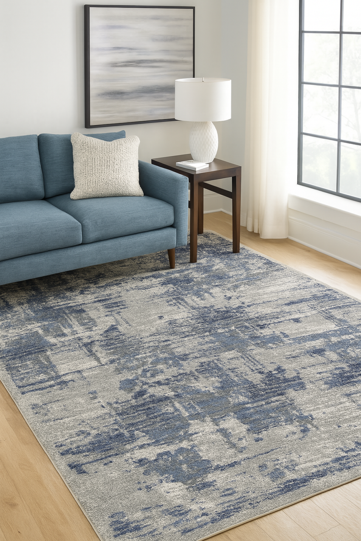 Rocco 7 x 9 Area Rug (Cream/Grey/Blue)