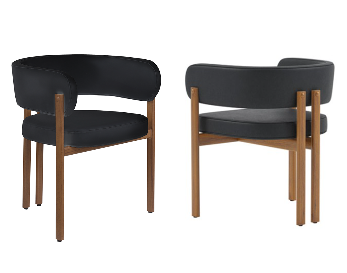 Caliste Dining Chair (Black/Walnut) (Set of 2)