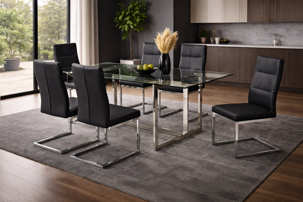 7-Piece Dining Set (Black) - 5002