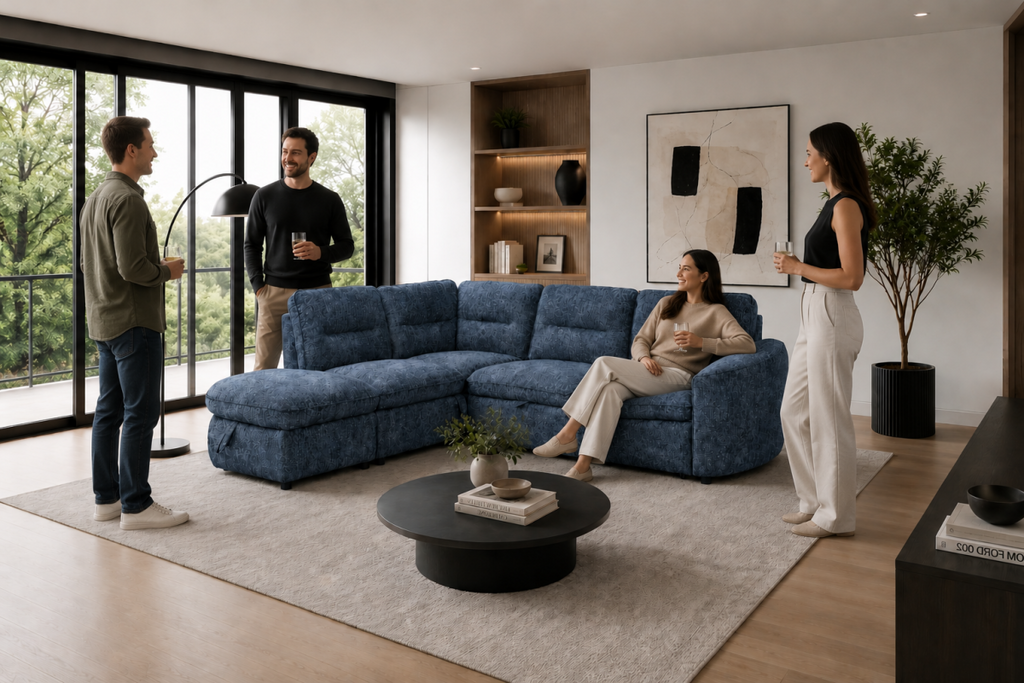 LHF Sectional Sleeper (Blue)