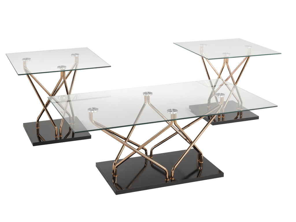 3-Piece Coffee Table Set (Black/Rose Gold)
