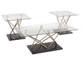 3-Piece Coffee Table Set (Black/Rose Gold)