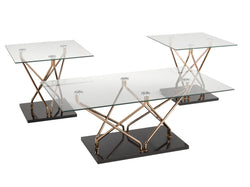 3-Piece Coffee Table Set (Black/Rose Gold)