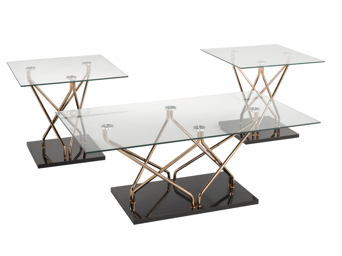 3-Piece Coffee Table Set (Black/Rose Gold)