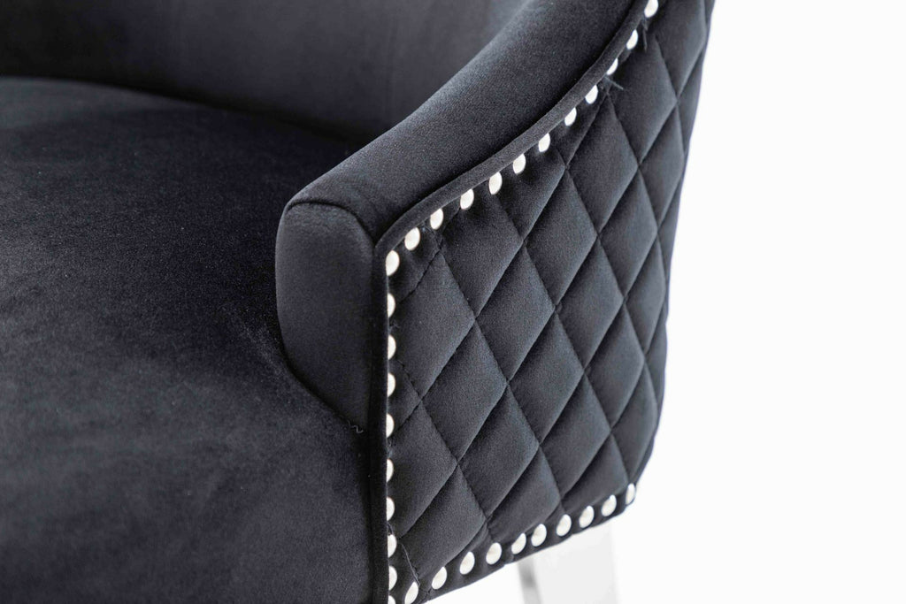 C-1251 Dining Chair (Black Velvet) (Set of 2)