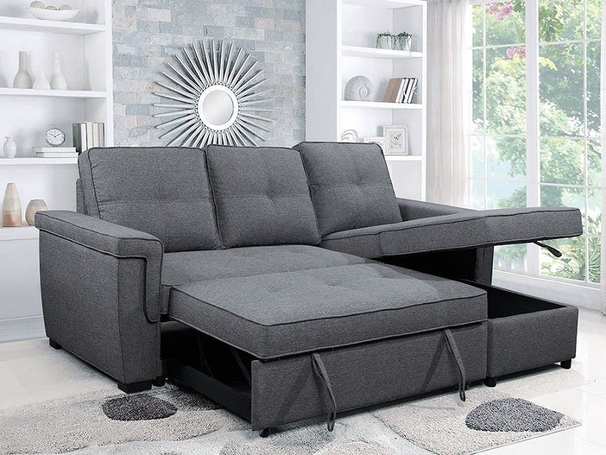 IF-9040 Sofa Bed Sectional with Reversible Chaise (Grey Fabric)