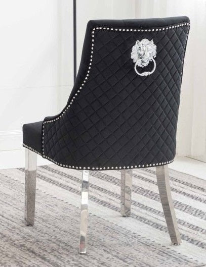 C-1251 Dining Chair (Black Velvet) (Set of 2)