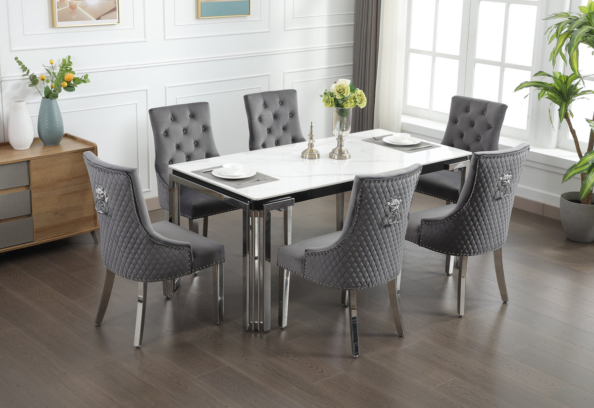T-1274 Dining Table (Chrome w/ Ceramic Marble)