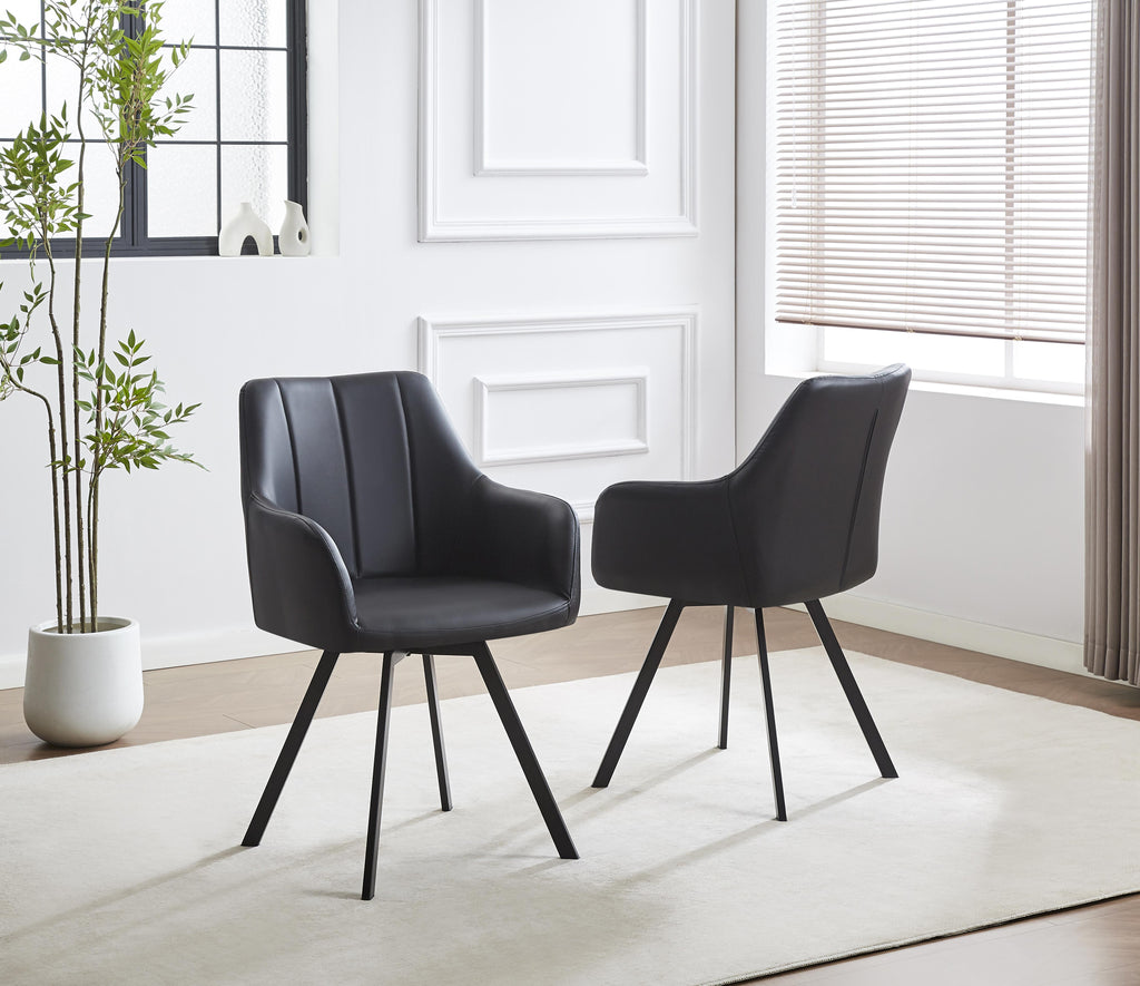 T-1408 / C-1413 5-Piece Dining Set (Black PU)