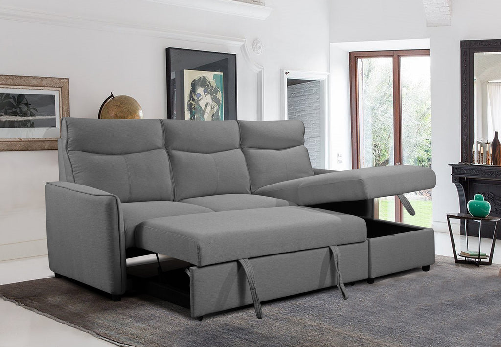 IF-9027 Sofa Bed Sectional with Reversible Chaise (Grey Fabric)