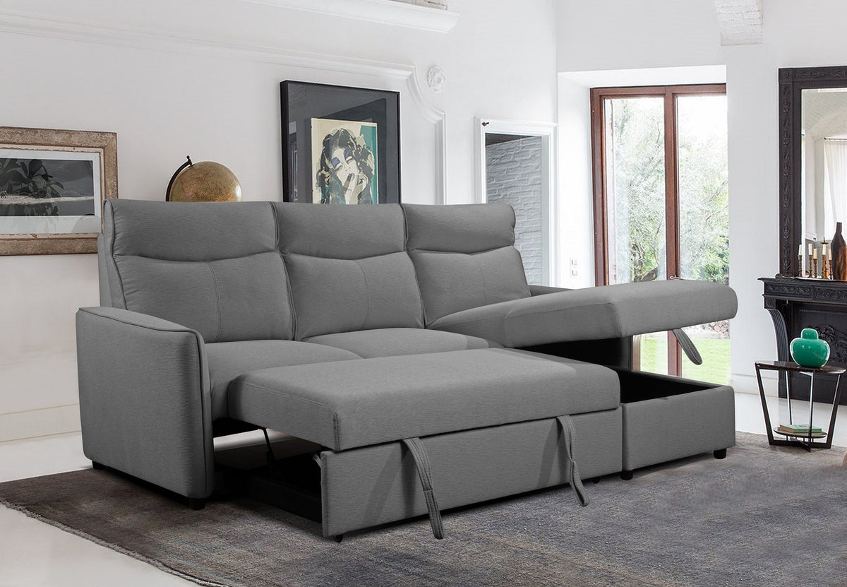 IF-9027 Sofa Bed Sectional with Reversible Chaise (Grey Fabric)
