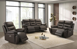IF-8160 Power Recliner Sofa Set (Brown Leather Match)