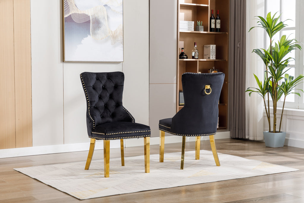 C-1451 Dining Chair (Black Velvet) (Set of 2)