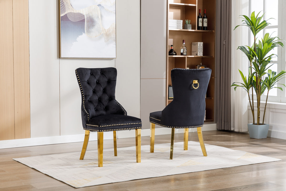 C-1451 Dining Chair (Black Velvet) (Set of 2)