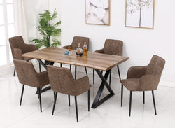 T-1811 / C-1835 Dining Set (Charcoal Brown PU)