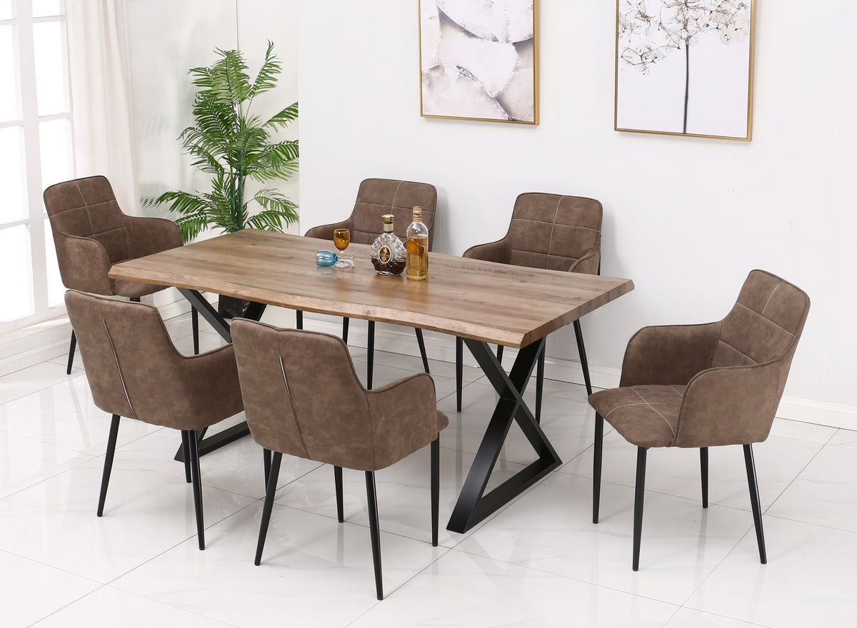 T-1811 / C-1835 Dining Set (Charcoal Brown PU)