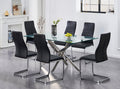 T-1448 / C-1579 7-Piece Dining Set (Black PU, Honey Comb)