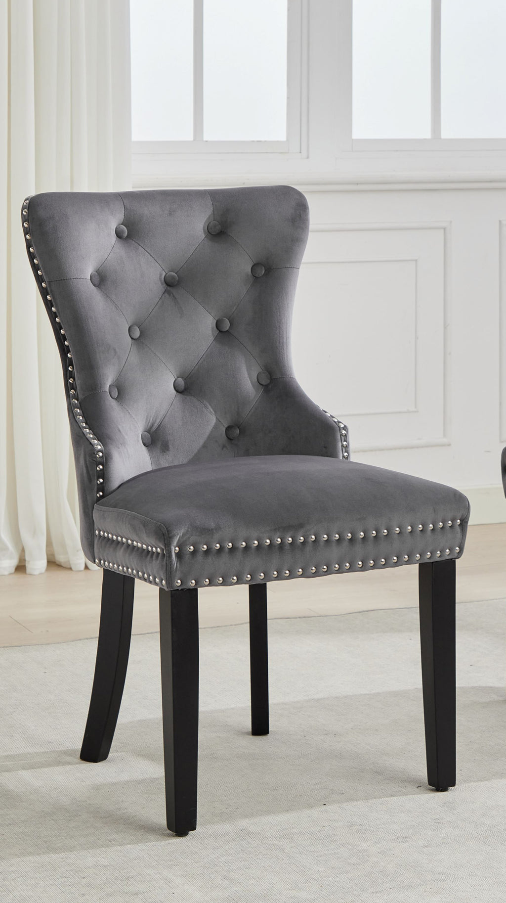 C-1225 Dining Chair (Grey Velvet) (Set of 2)