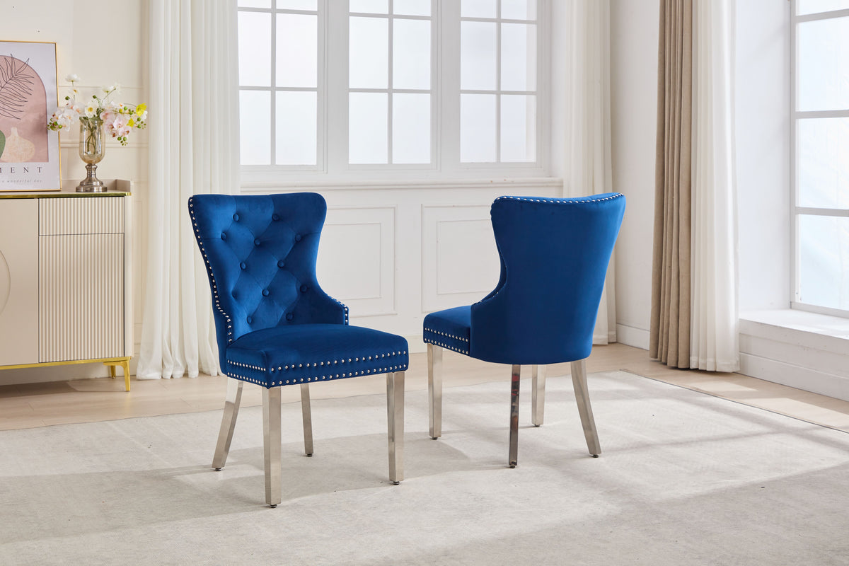 C-1247 Dining Chair (Blue Velvet) (Set of 2)