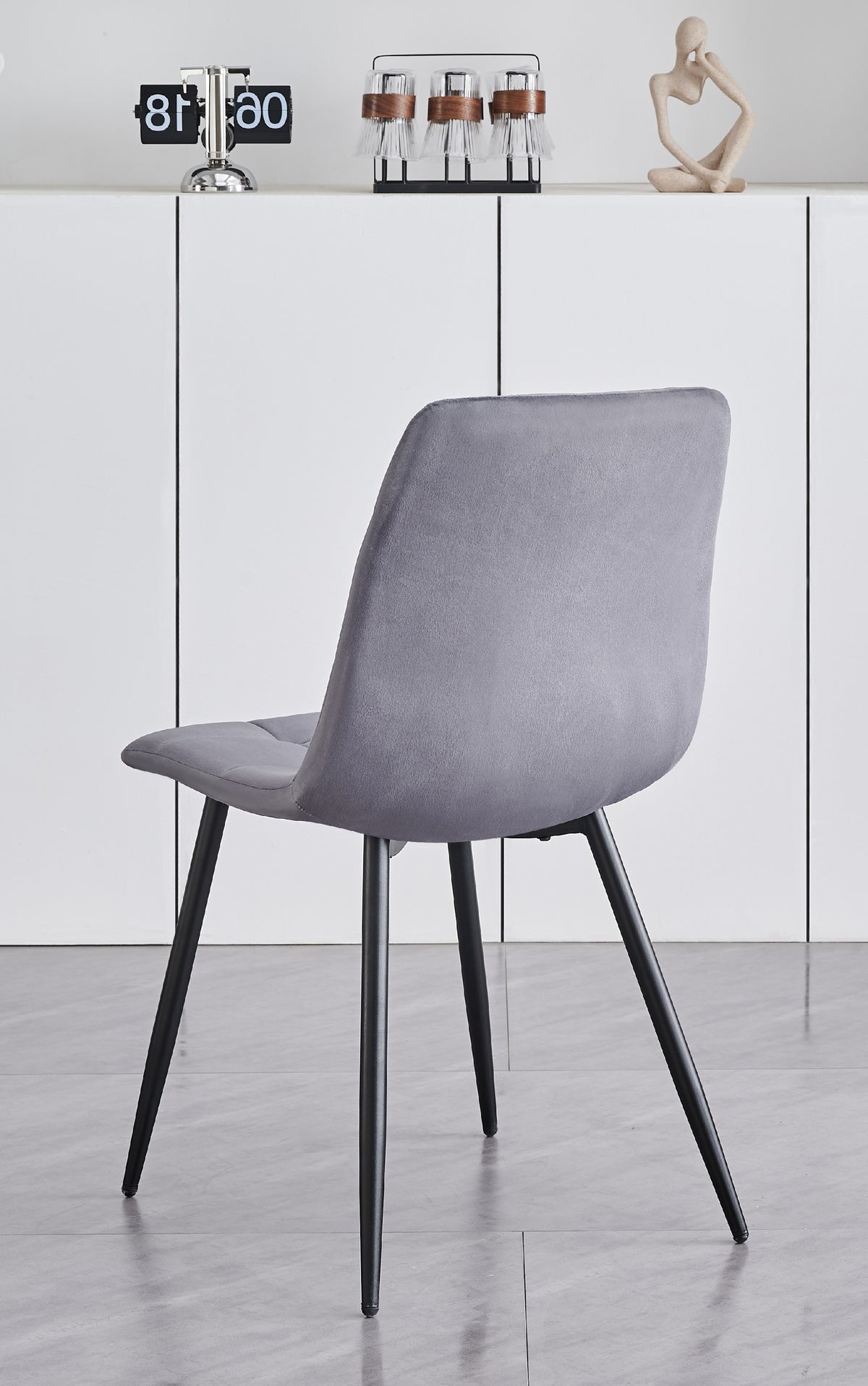 C-1592 Dining Chair (Grey Velvet) (Set of 2)