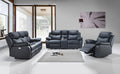 IF-8120 Power Recliner Sofa Set (Black Leather Match)