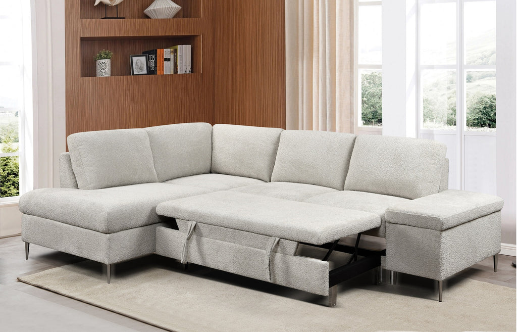 IF-9023 LHF Sofa Bed Sectional (Grey Boucle)