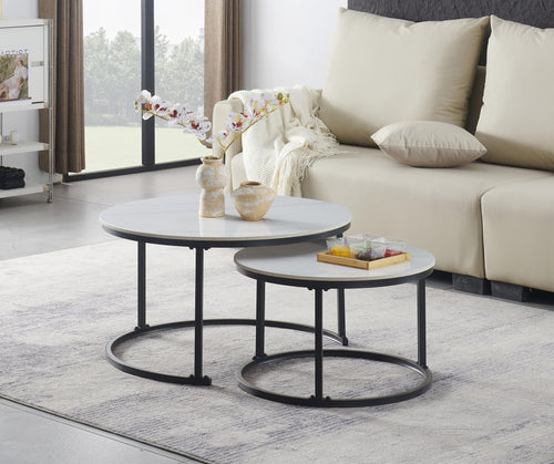IF-2630 2-Piece Coffee Table Set (Snowy White Stone)
